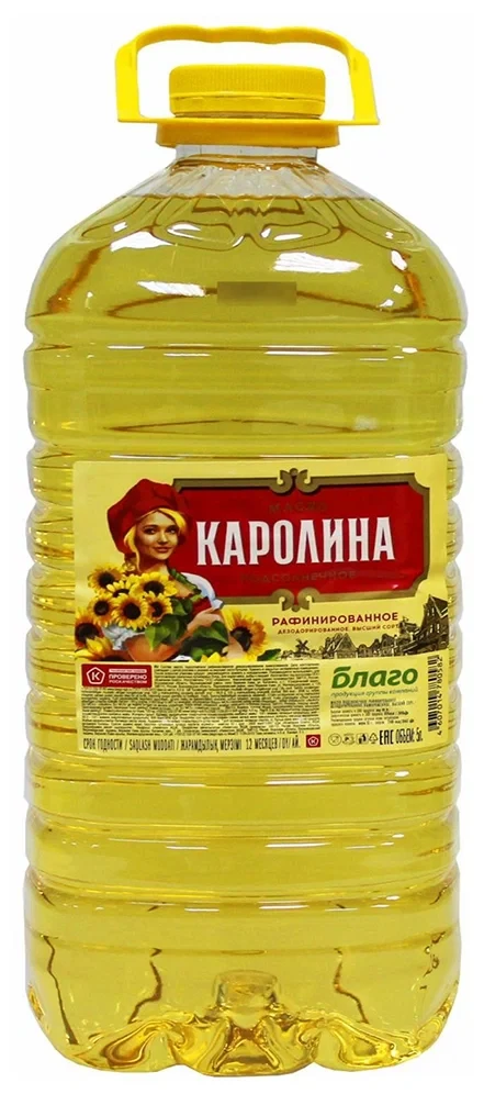 Масло подсолнечное рафинированное  дезодорированное "Каролина" 5 л